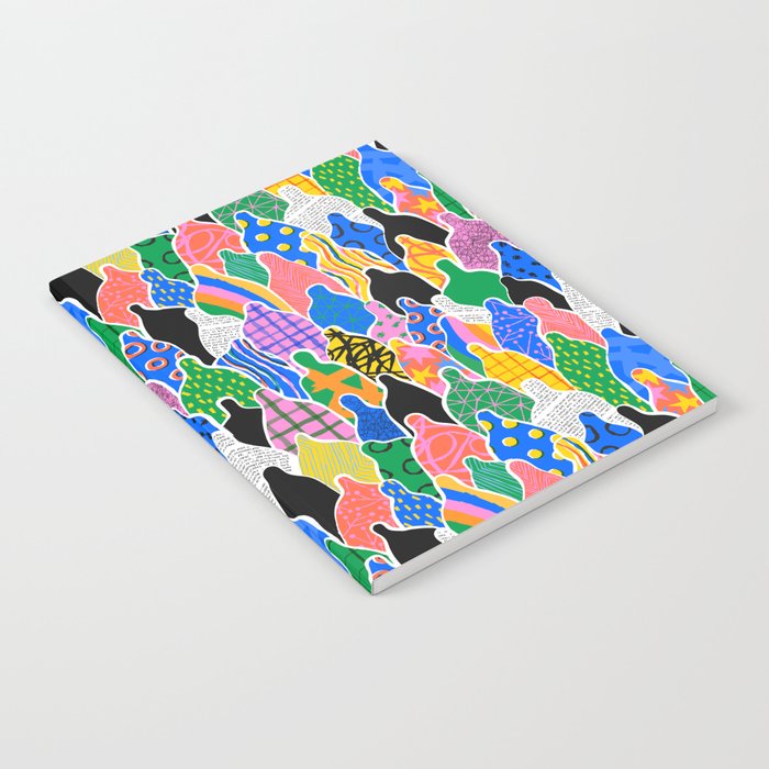 Colorful diverse people collage art seamless pattern Notebook