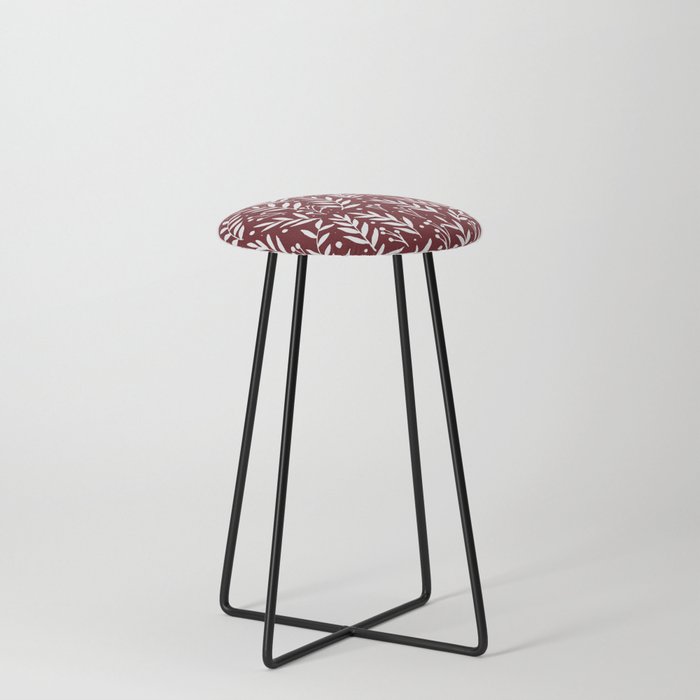 Festive branches - burgundy Counter Stool