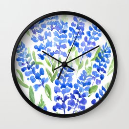 Watercolor Texas bluebonnets Wall Clock