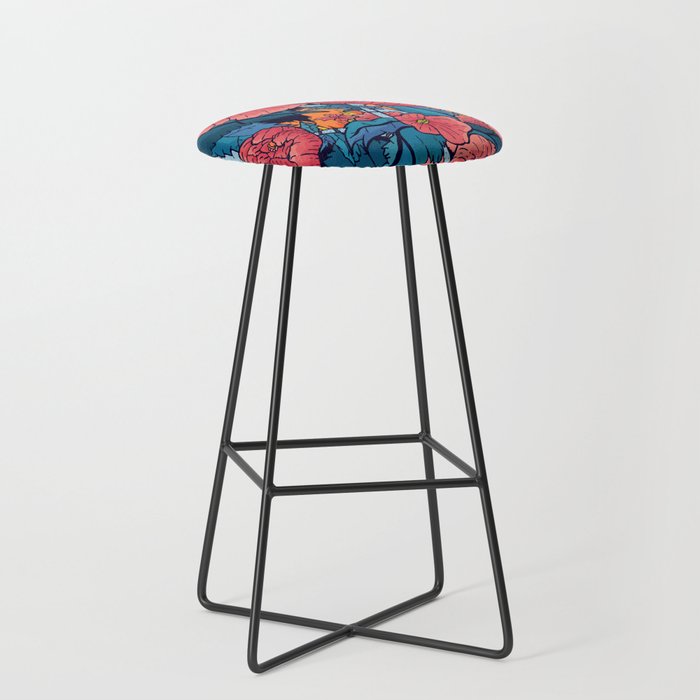 The Red Flowers Bar Stool