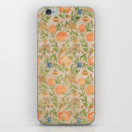 Vintage Tulip and Carnation Floral Print with Birds and Leaves iPhone Skin