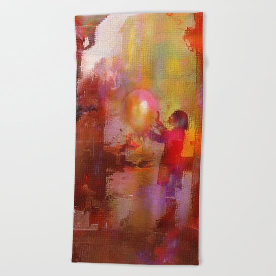 The girl with the baloon Beach Towel
