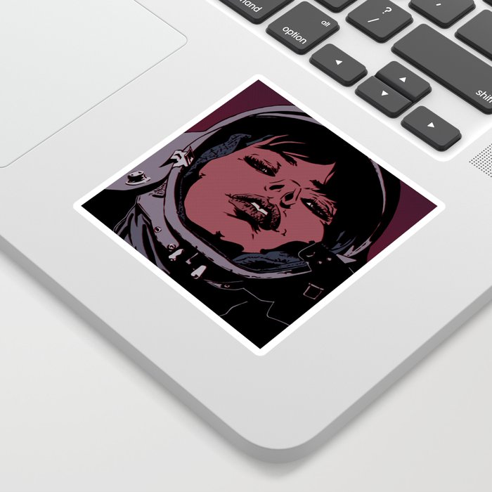 Cosmonaut | Version 1 Sticker | Painting, Ink, Photoshop, Halftone, Space-helmet, Cosmonaut, Astronaut, Women, Powerful-women, Sci-fi