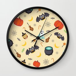 Halloween Seamless Pattern Wall Clock