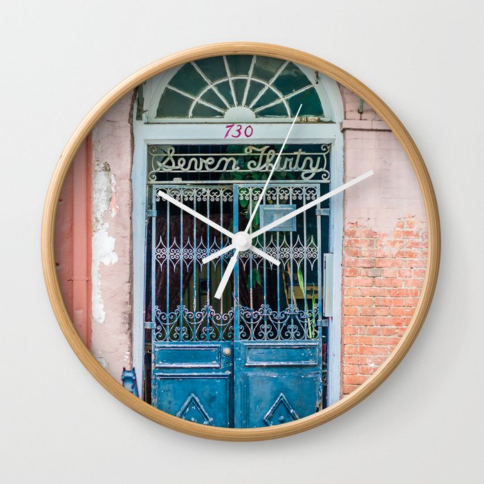 French Quarter Door New Orleans Wall Clock