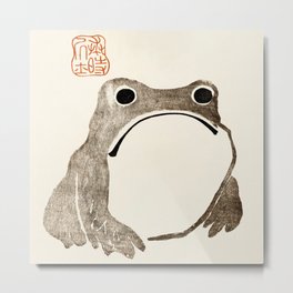 Unimpressed Frog Meika Gafu by Matsumoto Hoji 1814 - Frog Metal Print | Nature, Vintage, Retro, Cutefrog, Bathroomdecor, Cooldrawings, Ukiyo E, Cuteaesthetic, Cool, Trippy 