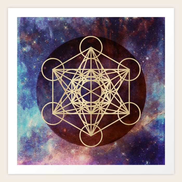 Metatron Mandala Moon Gold Bronze Copper Art Print by Nature Magick