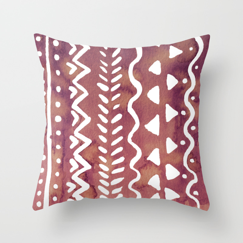 Loose Boho Chic Pattern Purple Brown Throw Pillow By Wackapacka