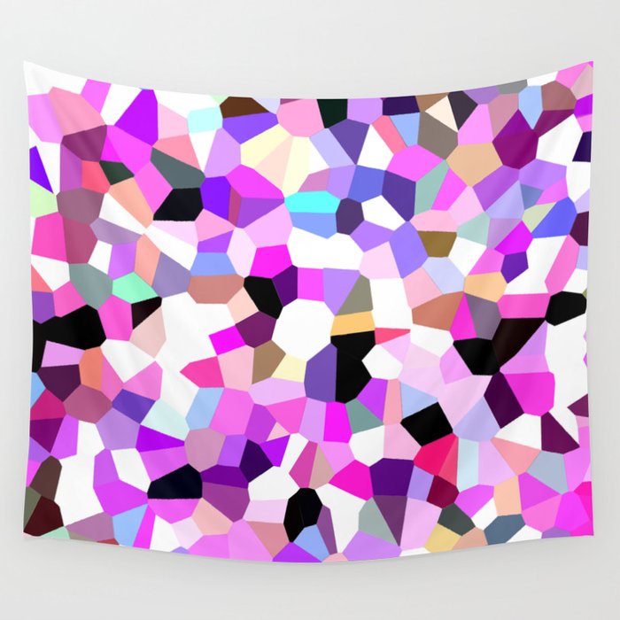 Modern Abstract Geometric Pattern Pink Teal Pastel  Wall Tapestry