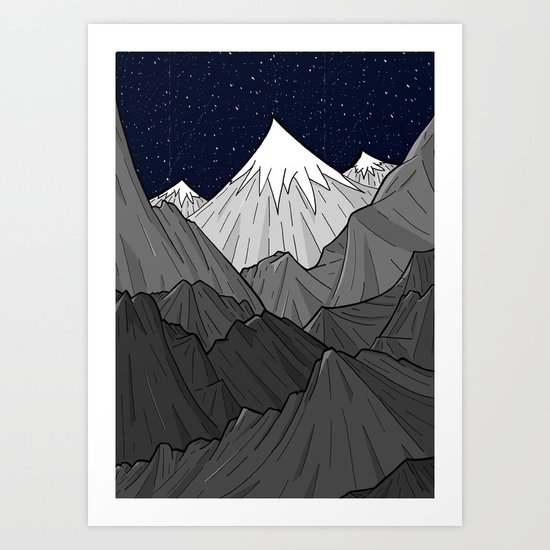 The Dark Grey Mountains Art Print