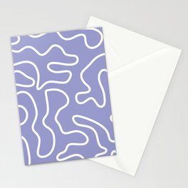 Squiggle Maze Minimalist Abstract Pattern in Light Periwinkle Purple Stationery Card