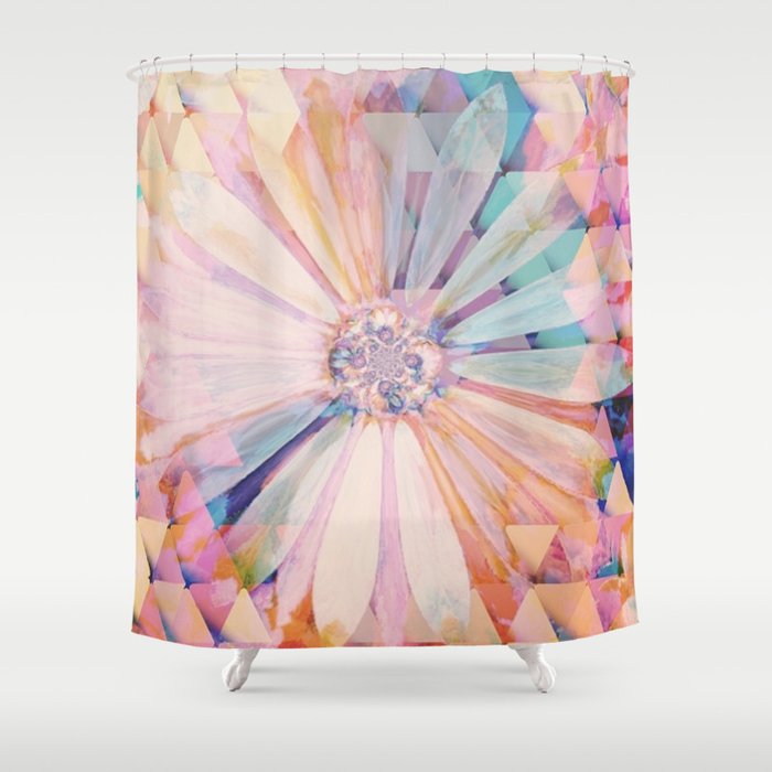 Daisies on Triangles Twilight Shower Curtain
