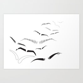 Eyebrows Flying Away Like Birds Art Print