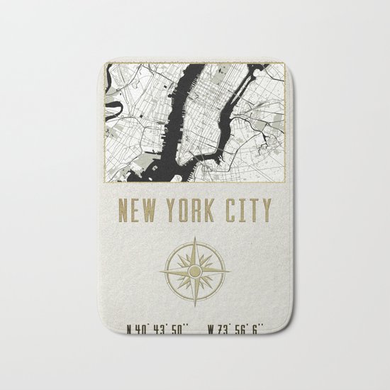 New York City Vintage Location Design Bath Mat