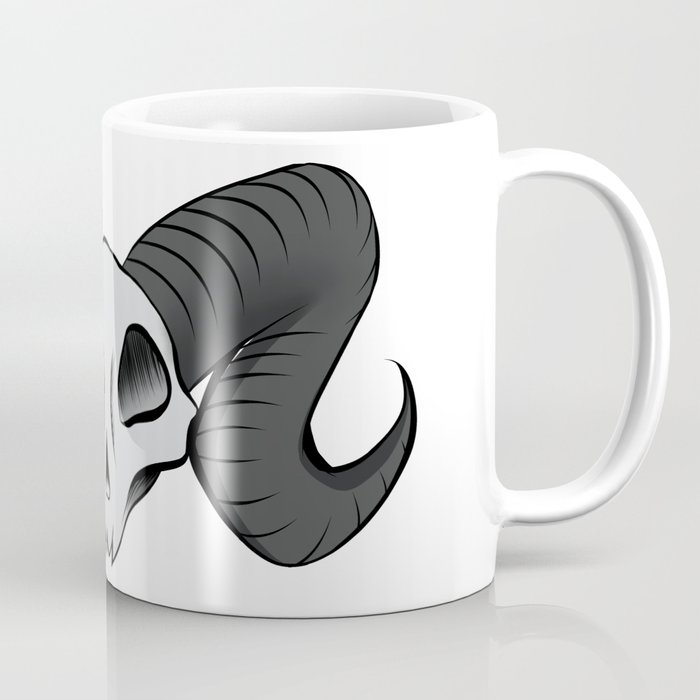 Spiral Horned Skull Coffee Mug