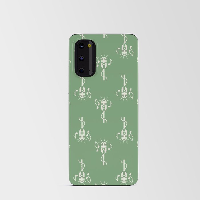 Retro Microphone Pattern on Vintage Green Android Card Case