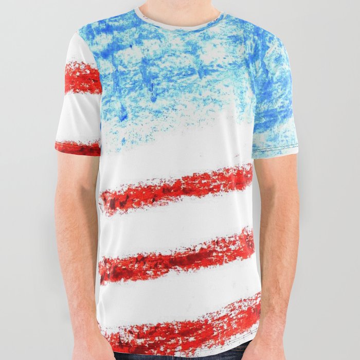 Flag of Usa 3 Chalk version- america,us,united states,american,spangled,star and strips All Over Graphic Tee