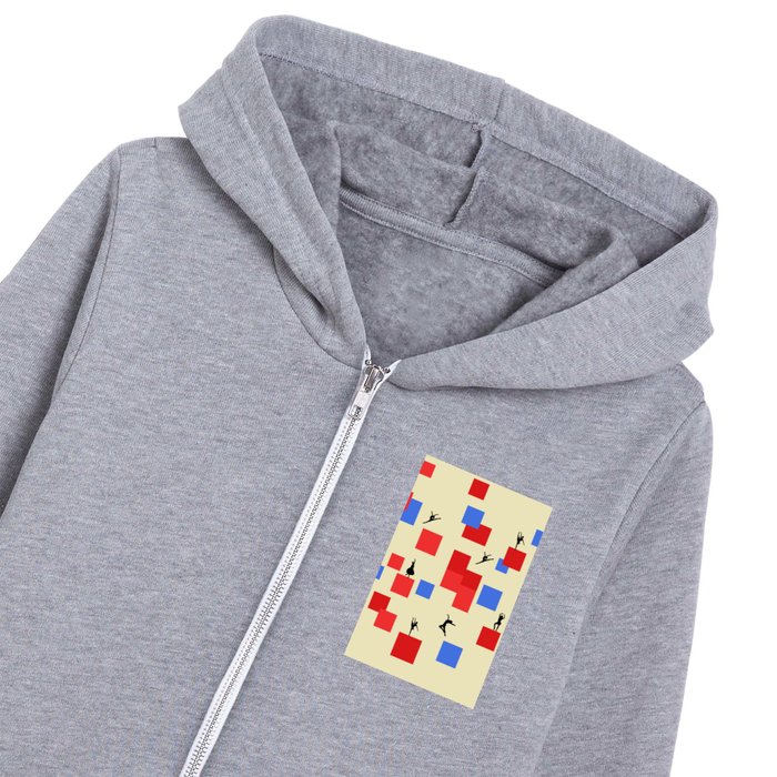 Dancing like Piet Mondrian - Composition in Color A. Composition with Red, and Blue on the light yellow background Kids Zip Hoodie