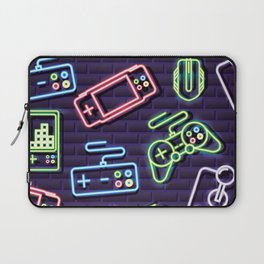 Neon Video Game Accessories Pattern Laptop Sleeve