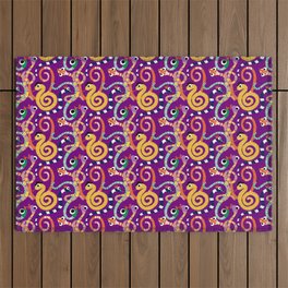 Cute Crazy Snakes Purple Outdoor Rug