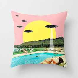 Invasion on vacation (UFO in Hawaii) Throw Pillow