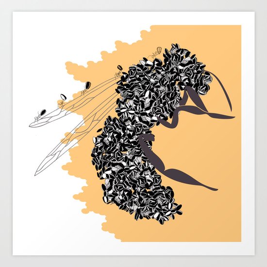 Seeds and the wasp Art Print