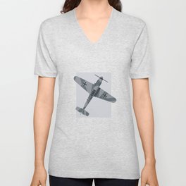Bf-109 German WWII Fighter Aircraft - Grey V Neck T Shirt