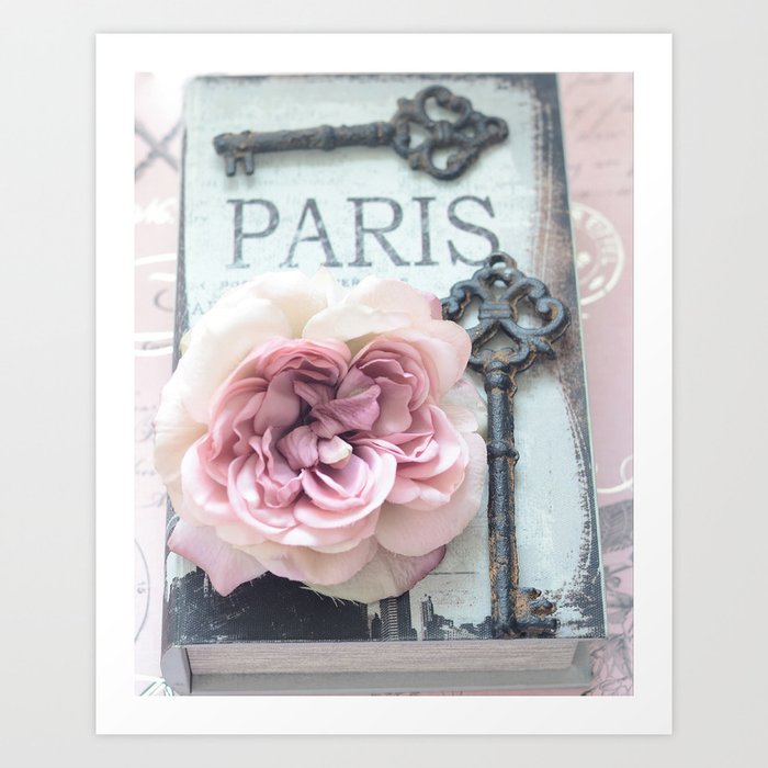 Paris Roses Skeleton Key Art  Art Print