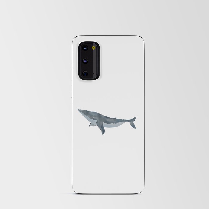 gray blue whale in digital watercolor painting Android Card Case