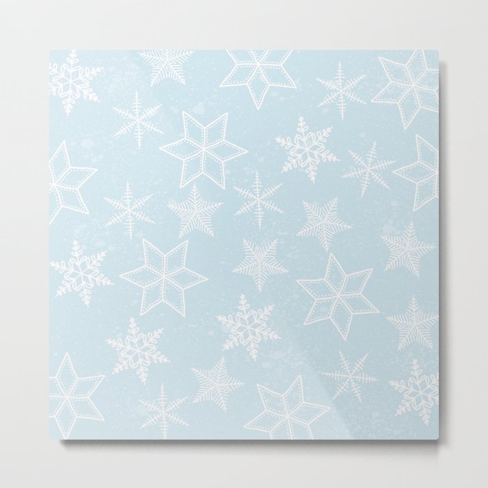 Snowflakes on light blue background Metal Print
