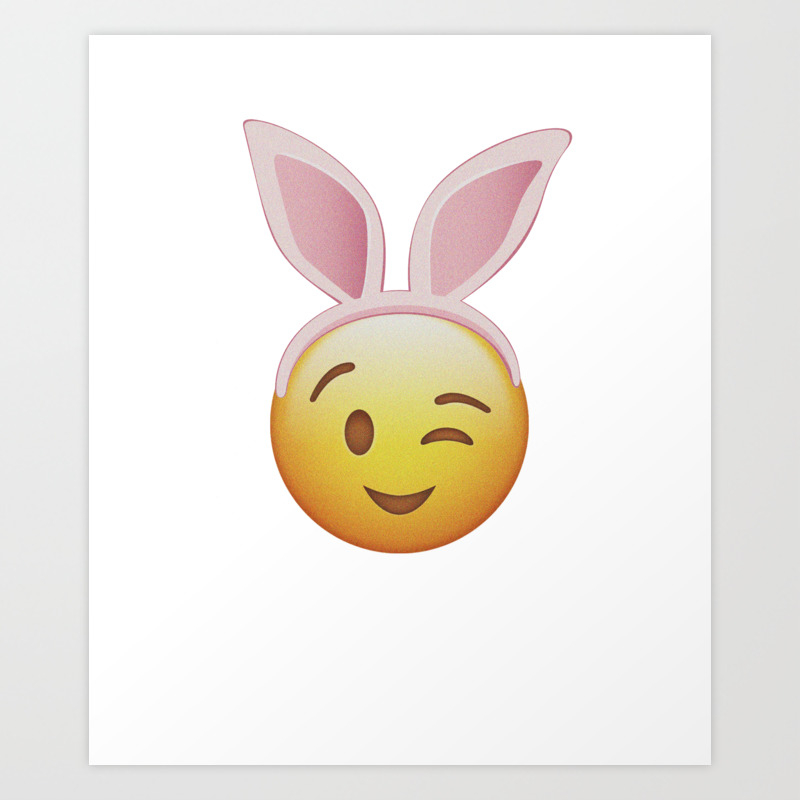 Wink Emoji With Easter Bunny Ears Easter Holiday Art Print By Teepsy Society6