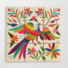 Mexican Otomí Flying Bird Composition / Colorful & happy art by Akbaly Wood Wall Art
