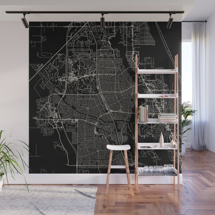 USA, Port St. Lucie - Black and White City Map Wall Mural