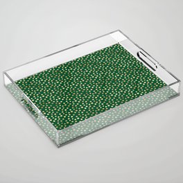 Emerald Green Gold Spots Pattern Acrylic Tray
