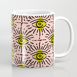 Dainty Seeing Eye Pattern in Chartreuse Coffee Mug