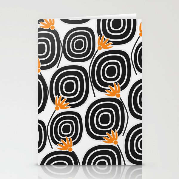 Abstract circles and cute little flowers Stationery Cards