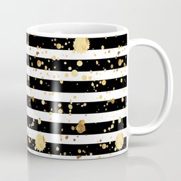 Stripes & Gold Splatter - Horizontal Coffee Mug
