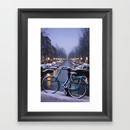 Amsterdam Bike in the Snow Framed Art Print