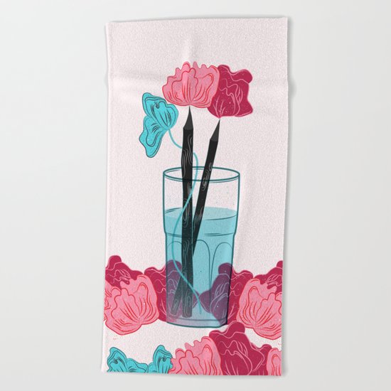Pencil Roses Beach Towel