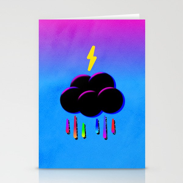 rainbow raindrops black rainbow cloud Stationery Cards