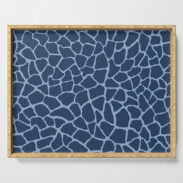 Mosaic Abstract Art Deep Blue Serving Tray