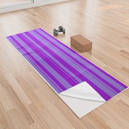 [ Thumbnail: Purple & Dark Violet Colored Stripes/Lines Pattern Yoga Towel ]