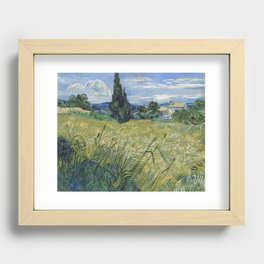 Green Wheat Field with Cypress Recessed Framed Print