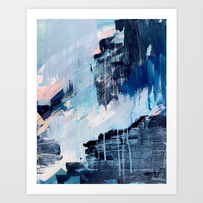 Vibes: an abstract mixed media piece in blues and pinks by Alyssa Hamilton Art Art Print