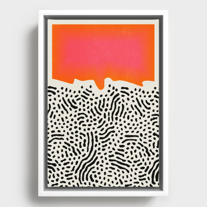 Sunset & Spots: Mid Century Abstraction Framed Canvas