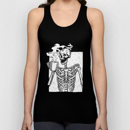Skeleton Drinking a Cup of Coffee Tank Top