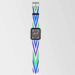 Chevron Design In Deep Blue Lime Green Zigzags Apple Watch Band