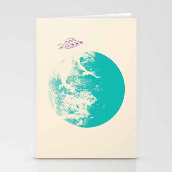 interesting cosmos and alien attack Stationery Cards