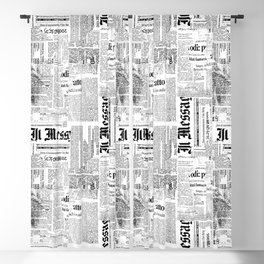 Black And White Collage Of Grunge Newspaper Fragments Blackout Curtain