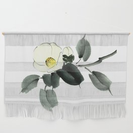 White camellia sumi ink and japanese watercolor painting Wall Hanging